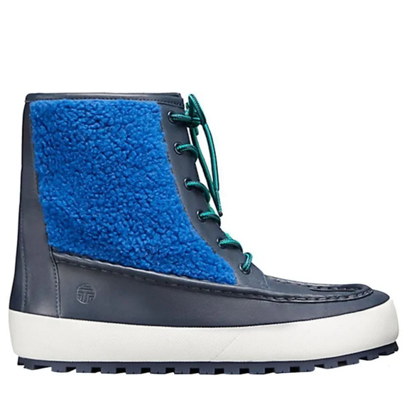 Tory Burch black leather & colorblock fleece yellow/blue/green/red/orange boots - Picture 10 of 10